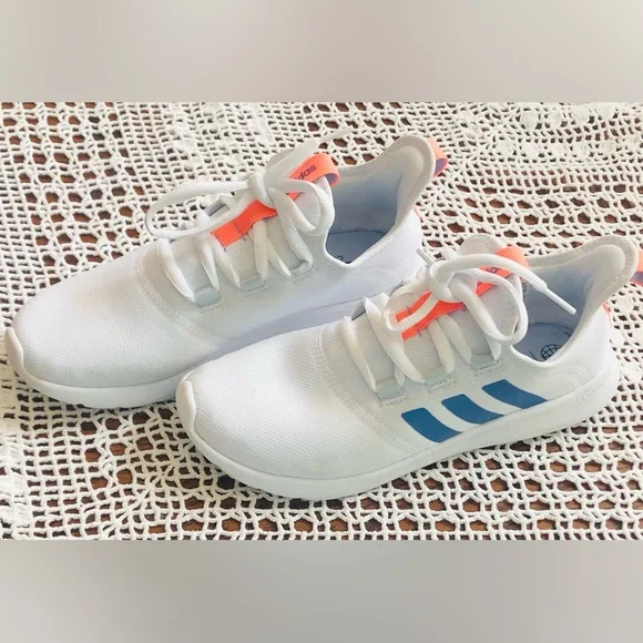 adidas | Shoes | Adidas Womens Cloudfoam Pure 2 Sneaker White Blue Fusion  Metallic Sz 8 | Poshmark